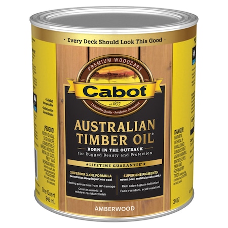 Cabot Cabot Australian Timber Oil Transparent Amberwood Oil-Based Australian Timber Oil 1 qt 140.0003457.005